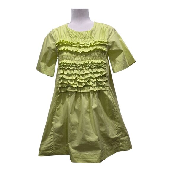 English Factory Highlighter Yellow Ruffle Babydoll Pockets Shirt Dress, XS - Picture 5 of 16